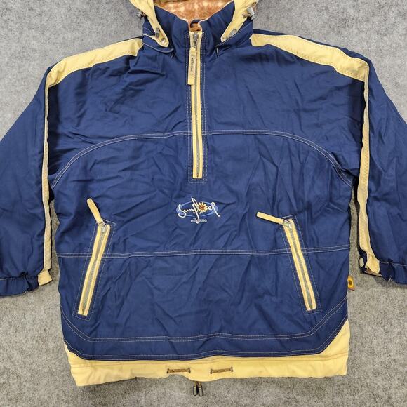 VTG Ellesse Sunflower Jacket Mens Large Pullover Hooded Japan 90s Fleece Lined - Picture 4 of 16